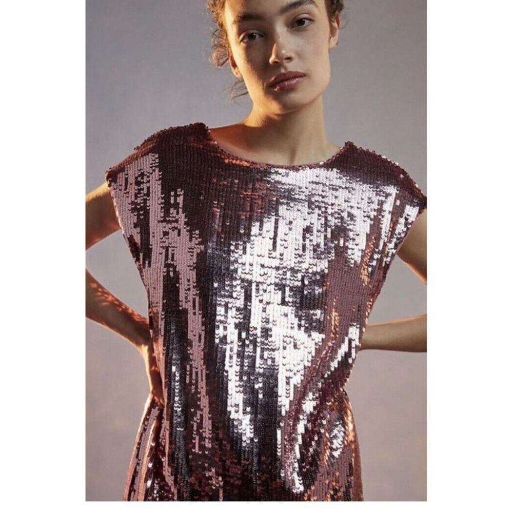 Anthropologie Pink Maeve Kara Sequined Mini Dress NWT Sz M - Picture 3 of 14